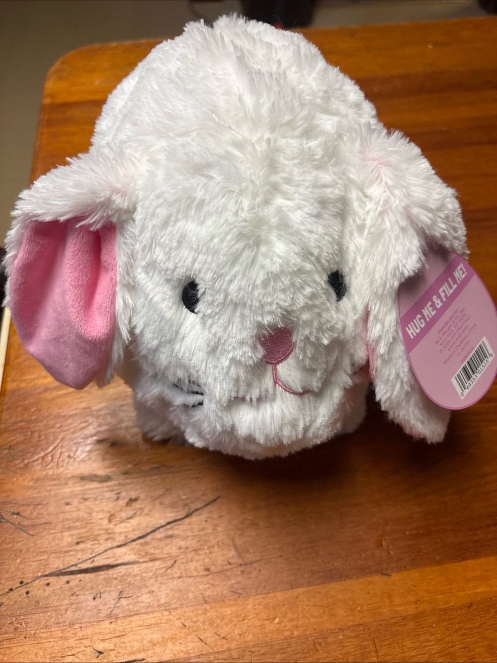 White & Pink Plush Bunny Small Pet Toy Bank - Soft Cuddly Companion